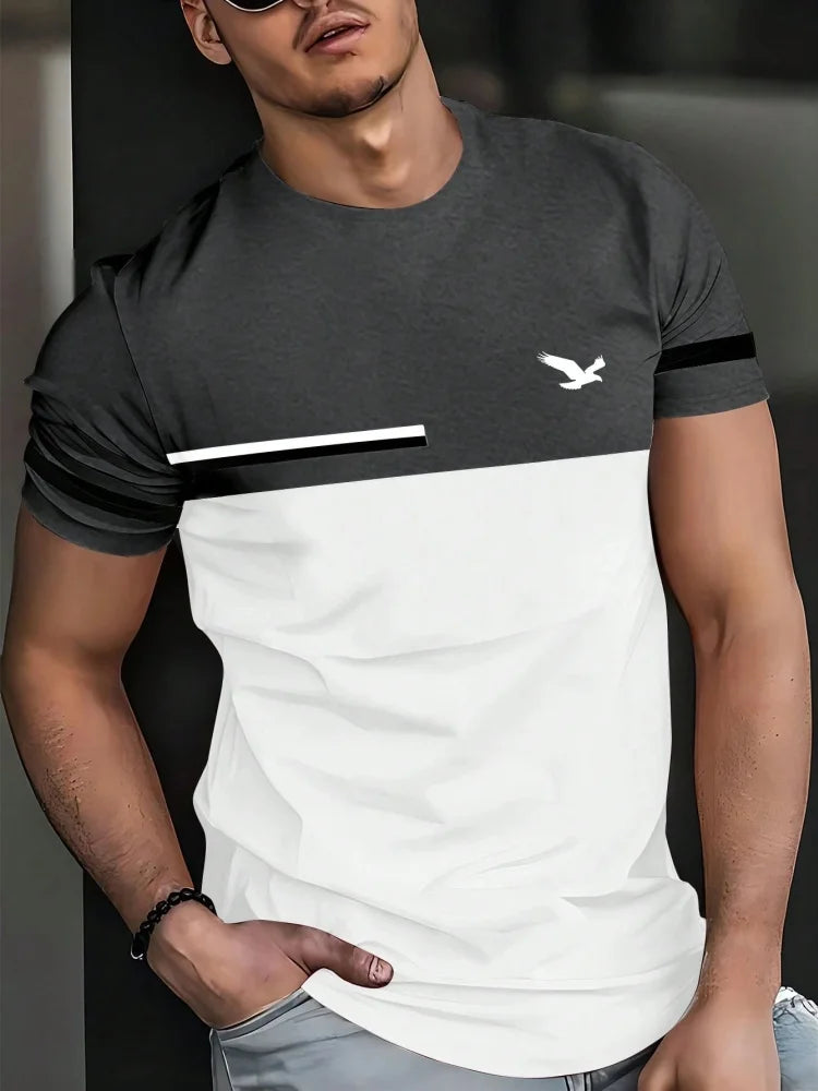 Men’s Oversized Letter‑Print T‑Shirt – Summer Loose Fit Sports Casual Short Sleeve Top
