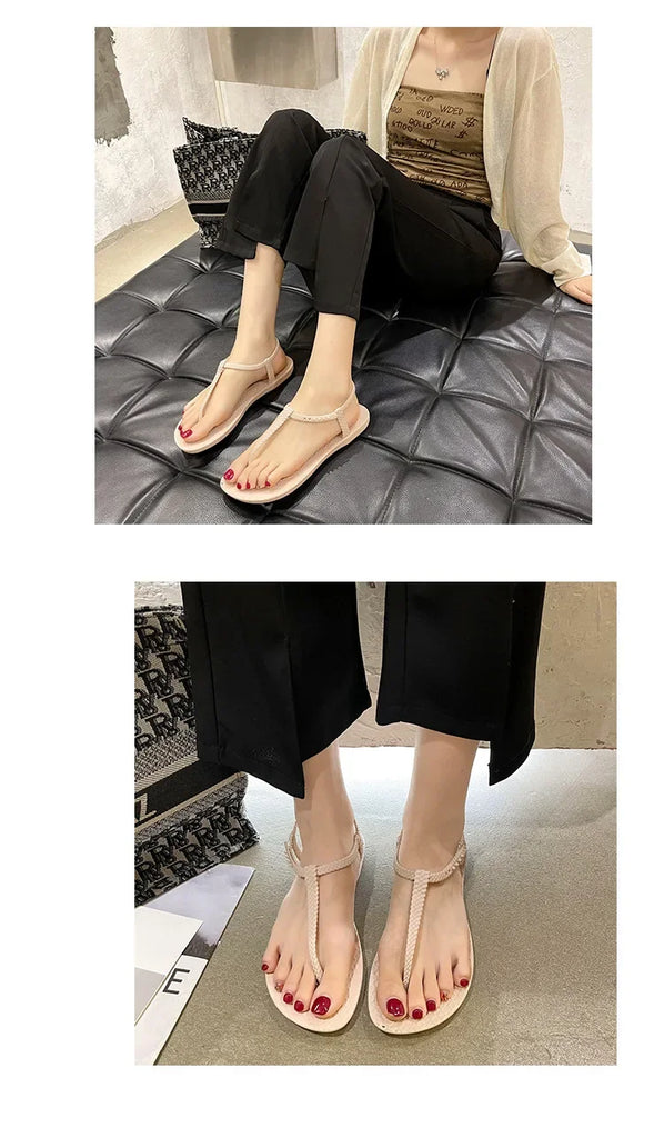 Women’s Bohemian Flat Sandals — Summer Clip‑Toe Flip Flops Casual Comfort Beach Shoes