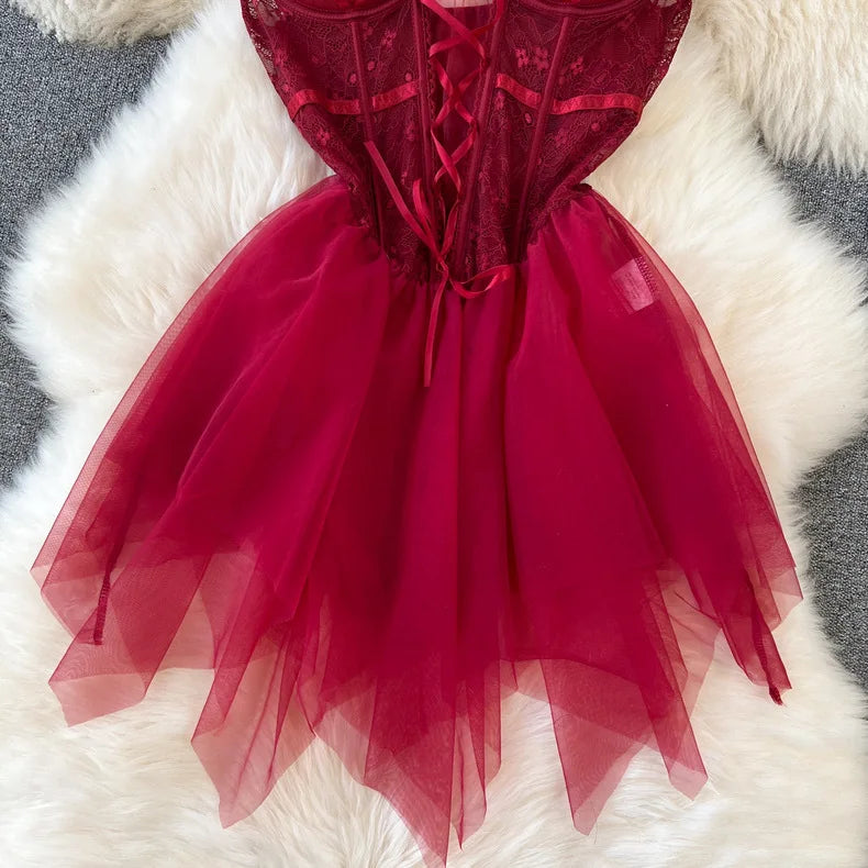 Gauze Spaghetti Strap Wedding Role‑Play Sleepwear