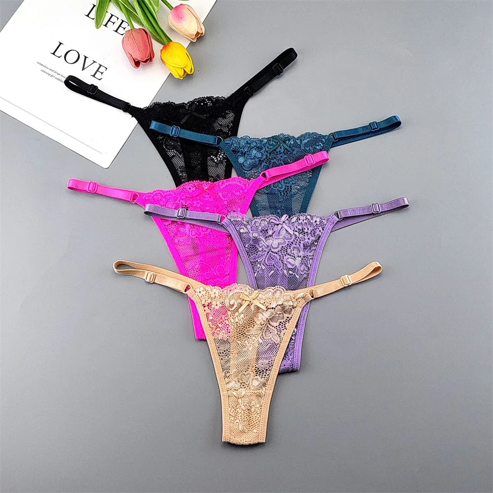 5‑Pack Lace Adjustable Thongs