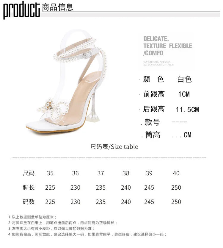 Women’s Gladiator High Heels – Sexy Lace‑Up Beaded Sandals with Butterfly‑Knot | Elegant Summer Party Shoes