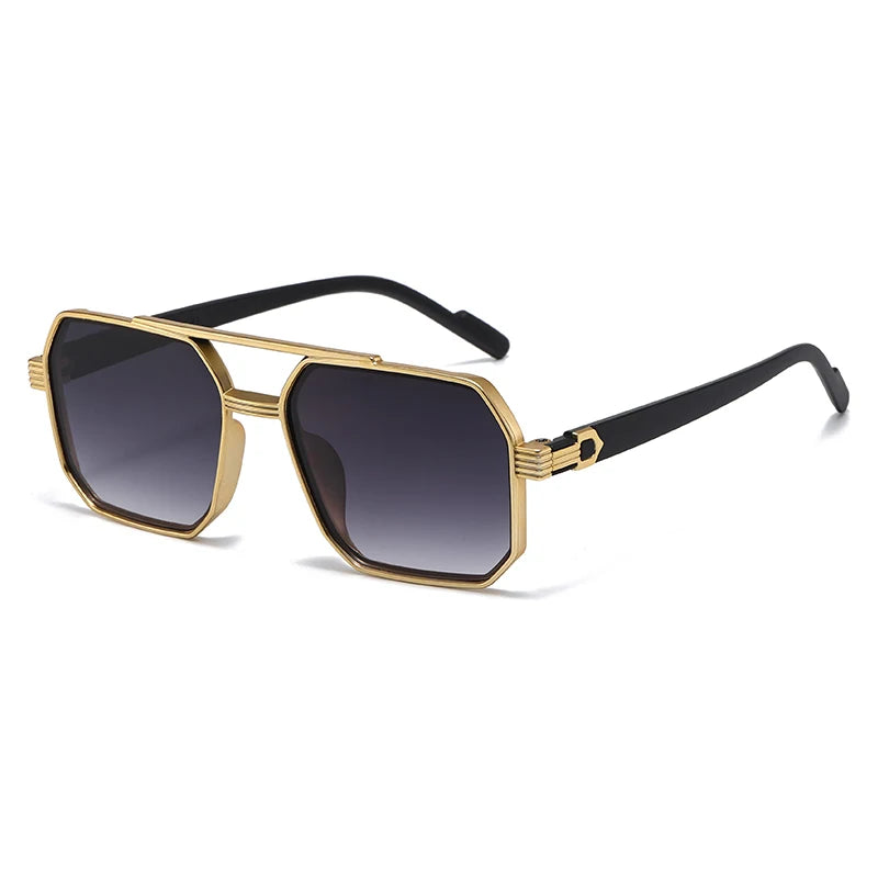 Car Sun Glasses New Fashion Double Beam Polygonal Sunglasses Retro Personalized Trendy Large Frame Eyewear European and American