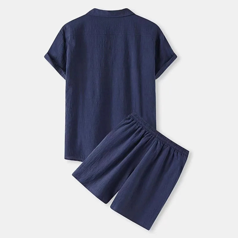 Lapel Short‑Sleeve Shirt & Shorts