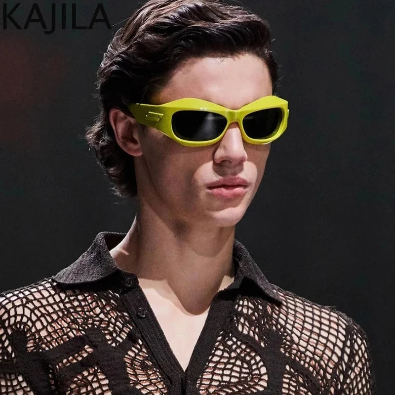 Cyber Y2K Punk Sunglasses Women Men Sports Square Sun Glasses for Ladies 2025 Luxury Brand Steampunk Sliver Eyewear Shades UV400