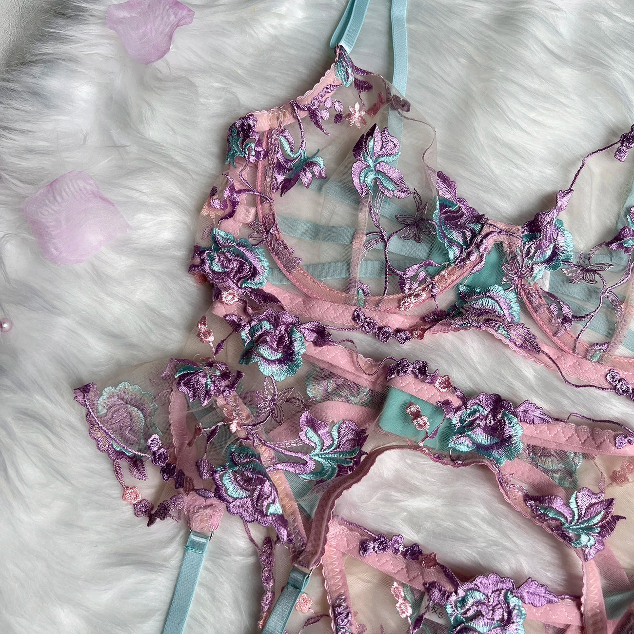 Ellolace Fairy Lingerie Floral Transparent Underwear Ruffle Garter Intimate Delicate Underwear Beautiful See Through Outfits