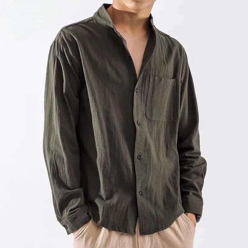 White Linen Shirt with Pocket