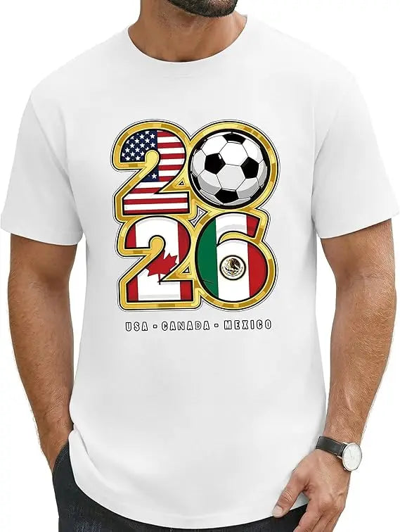 2026 Soccer Fan T‑Shirt — North America Flags Graphic Tee USA Canada Mexico Unisex
