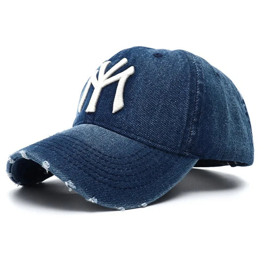 2024 New Luxury Brand MY Embroidered Washed Denim Baseball Cap for Men High Quality Black Vintage Y2k Dad Hats Gorras Hombre