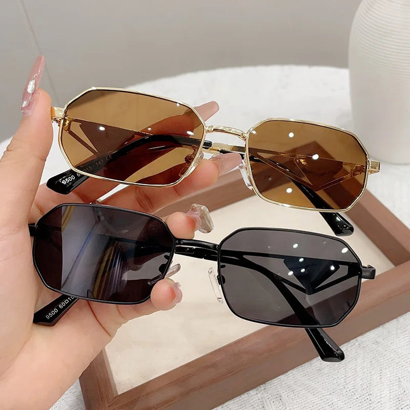 unique small square alloy triangle leg sunglasses for women new fashion brand elegant gradient sun glasses ladies sexy shades