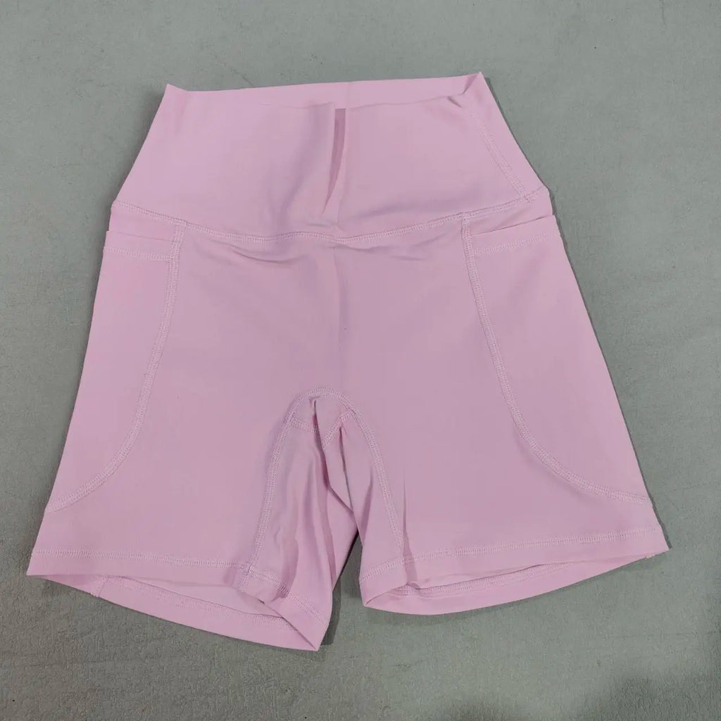 Women’s Seamless High Waist Sports Shorts with Pockets