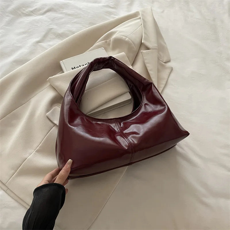 Fashion Leather Underarm Bags Women Temperament Clutch Handbags Shoulder Bag Ladies Trendy Simple Female Vintage Totes Hobos Bag
