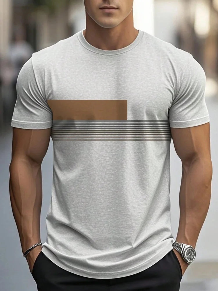 Men’s Oversized Letter‑Print T‑Shirt – Summer Loose Fit Sports Casual Short Sleeve Top