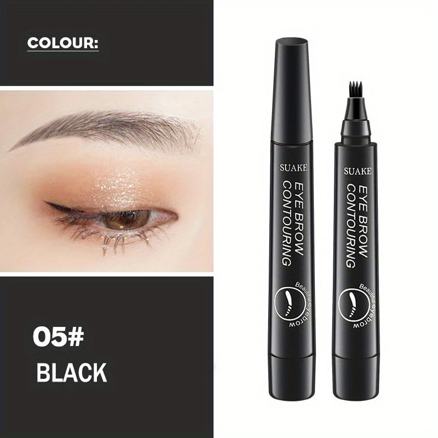 Waterproof 4‑Fork Eyebrow Pen – Microblading‑Effect Pencil for Natural, Hair‑Like Brows (5 Colors)