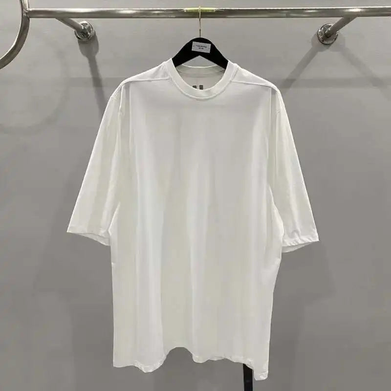 HKSH Spring Summer New Men's Tide Streetwear Cotton Solid Color Loose RO Style Short Sleeves Large Tees Chic Dark T-shirt HK2008