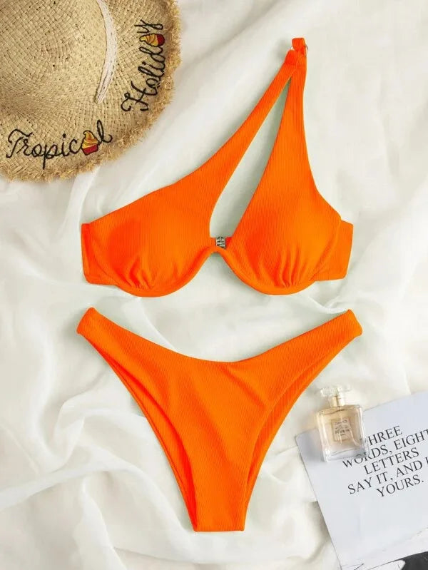 One‑Shoulder Push‑Up Micro Bikini