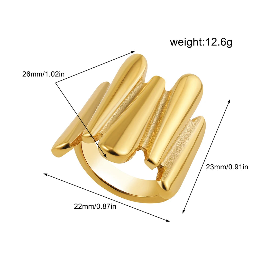 Vintage Stainless Steel Rings for Women Punk Chunky Irregular Smooth Adjustable Open Ring Jewelry Weddings Gifts