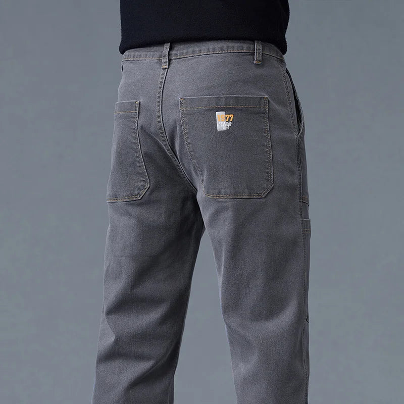 Six‑Pocket Fashion Print Jeans
