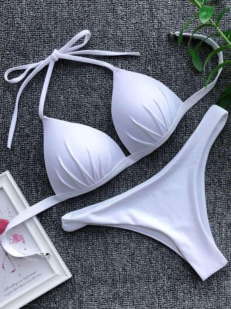 Halter Bra‑Cup Push‑Up Bikini