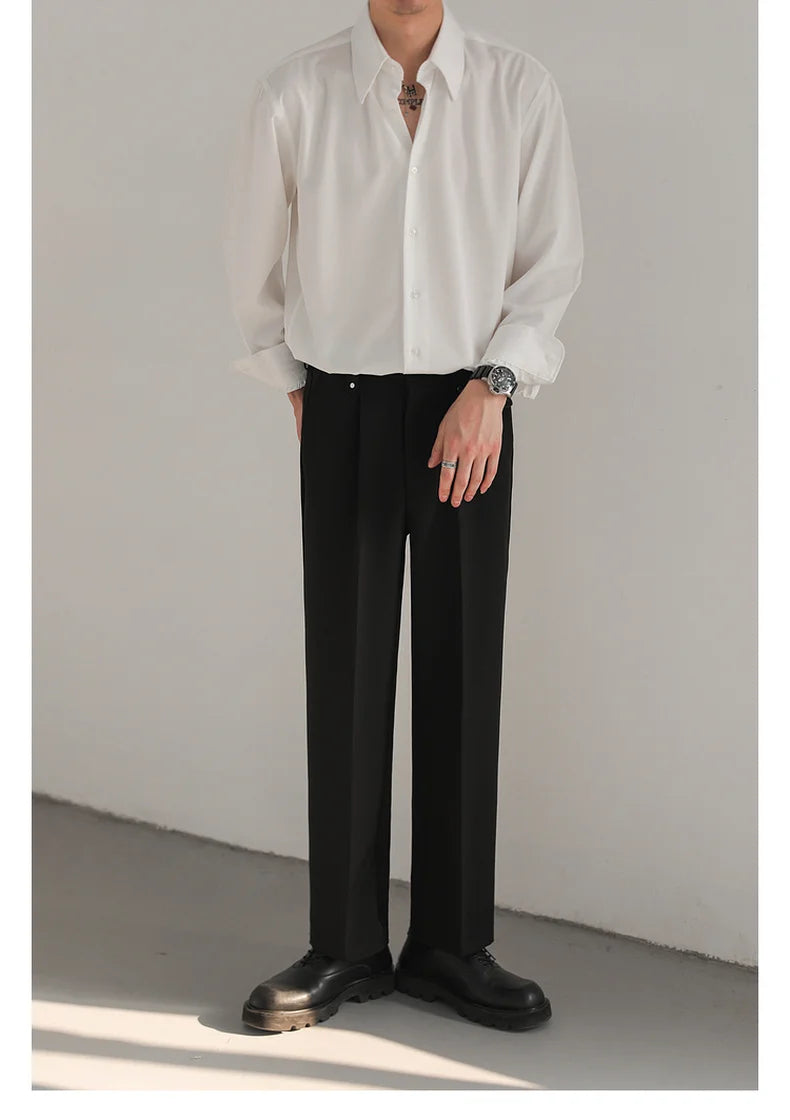 Korean Loose Ice‑Silk Shirt