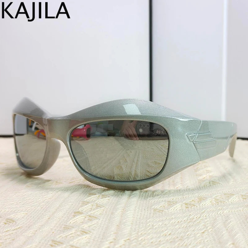Cyber Y2K Punk Sunglasses Women Men Sports Square Sun Glasses for Ladies 2025 Luxury Brand Steampunk Sliver Eyewear Shades UV400