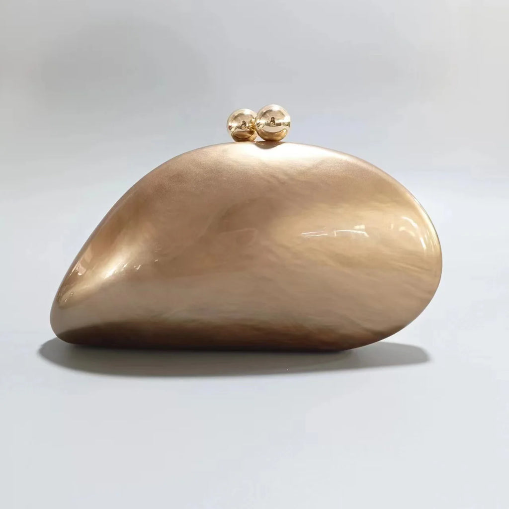 2024 New Hot Sale Acrylic Shell Shape Clutch Bag Women Designer Evening Party Cute Pearl Egg Purse Blue Handbag Wholesale