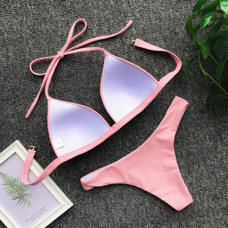 Halter Bra‑Cup Push‑Up Bikini