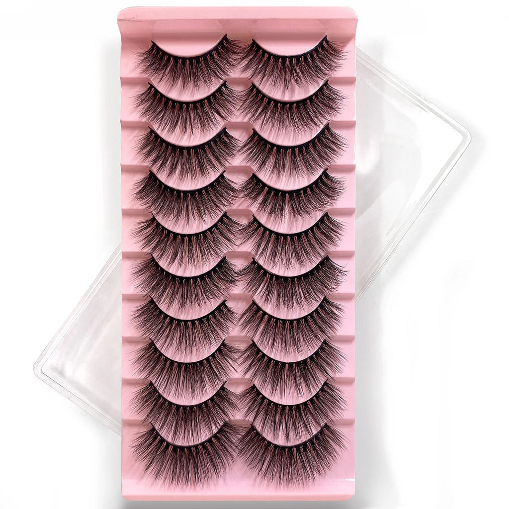 10Pairs Multipack 3D Mink Lashes False Eyelashes Handmade Wispy Fluffy Long Lashes Natural Eye Makeup Tools Eye Lashes H13 E08
