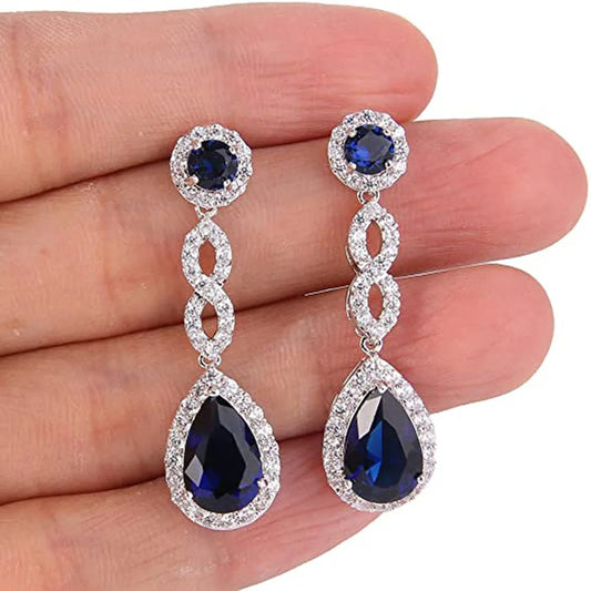 925 SIlver Needle Blue CZ Butterfly Stud Earrings Rhinestone Flower Female Women Party Silver Needle Jewelry Girls Best Gift