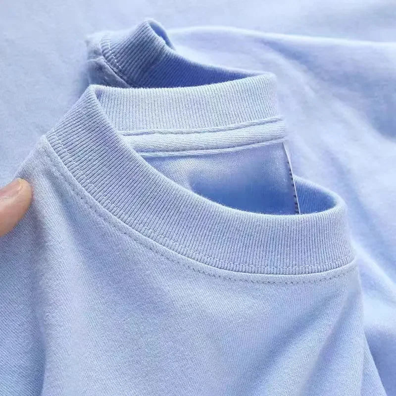 Heavyweight Pure Cotton Oversized T‑Shirt – Tianqing Color Unisex Summer Loose‑Fit Streetwear Tee