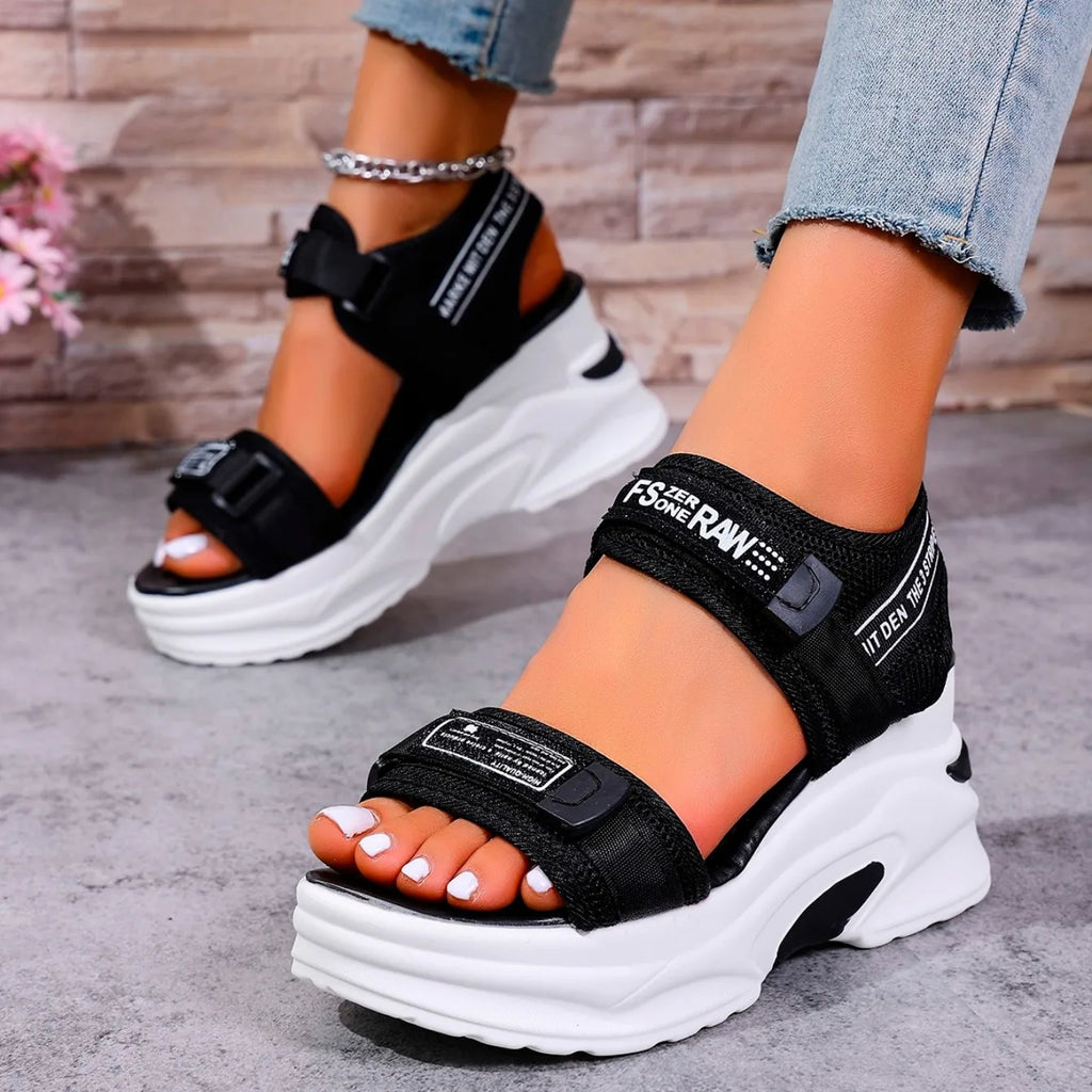 Women’s Platform Wedge Sandals — Lightweight Velcro Beach Sandals Zapatos De Mujer