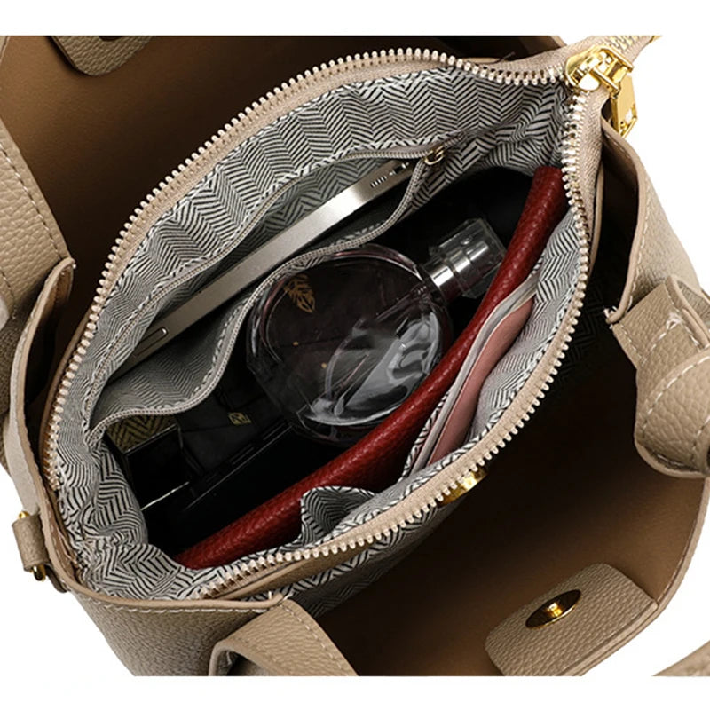 Retro Fashion Simple New Texture Large Capacity Shoulder Bag Women's Handbags Portable Messenger Bucket Bag