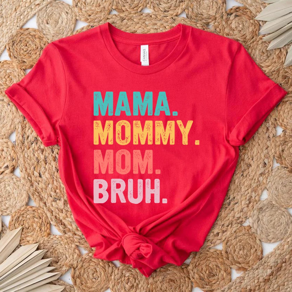 Mama Mommy Mom Bruh T Shirt Mom Shirt Mama Life Shirts Mother's Day T-shirt Women Summer Trendy Short Sleeve Casual Tops