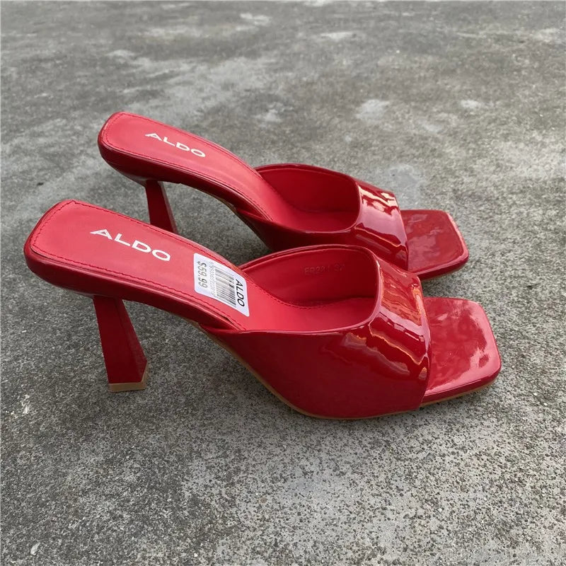 Women’s Square‑Head Thin High‑Heel Slippers
