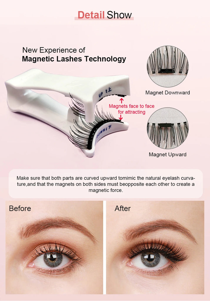 Magnetic Eyelashes Set – Reusable No‑Glue Lashes with Magnetic Tweezers for Easy, Natural Glam