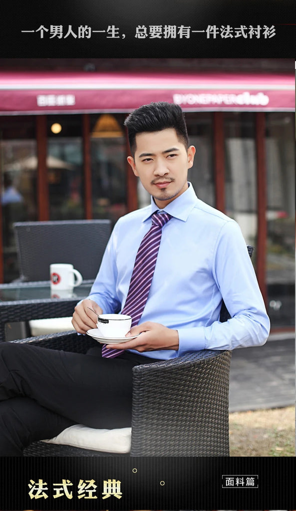 Men’s French Cufflink Slim‑Fit Business Shirt
