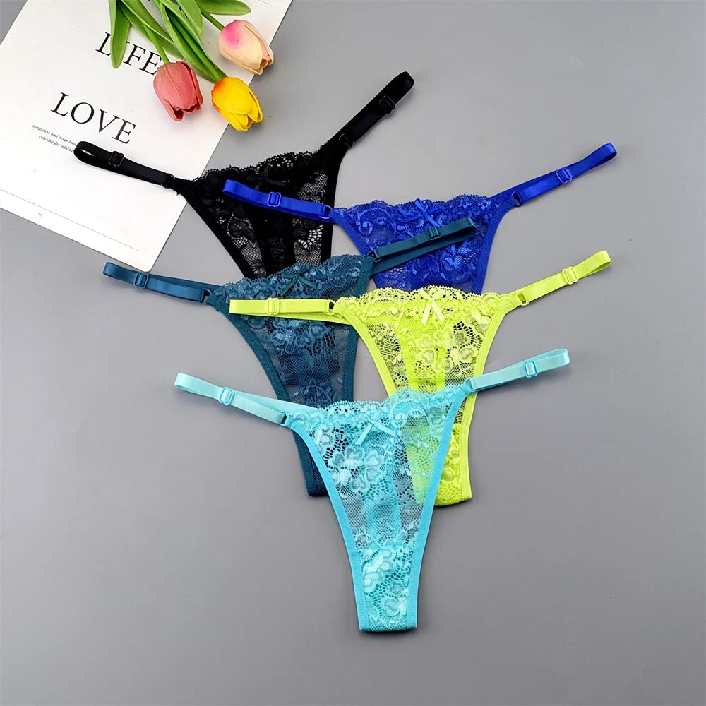 5‑Pack Lace Adjustable Thongs
