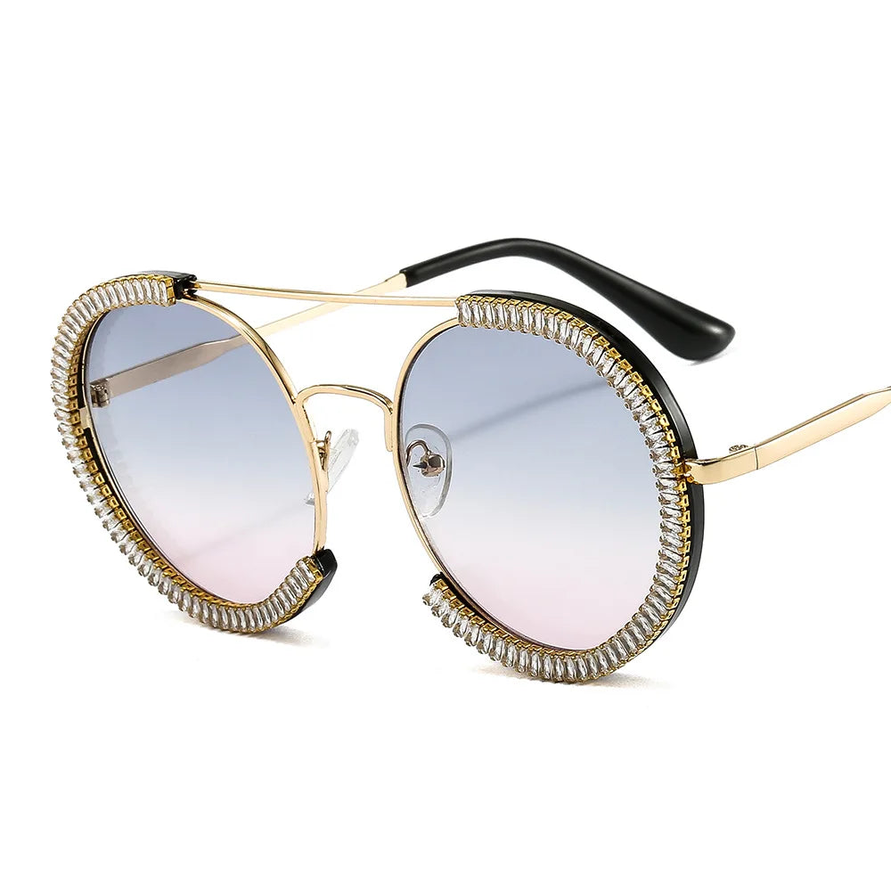 Diamond Round Sunglasses Women 2022 Crystal Blingbling Sun Glasses Men Female Plain Sun Glasses Lunette De Solei Sunglasses