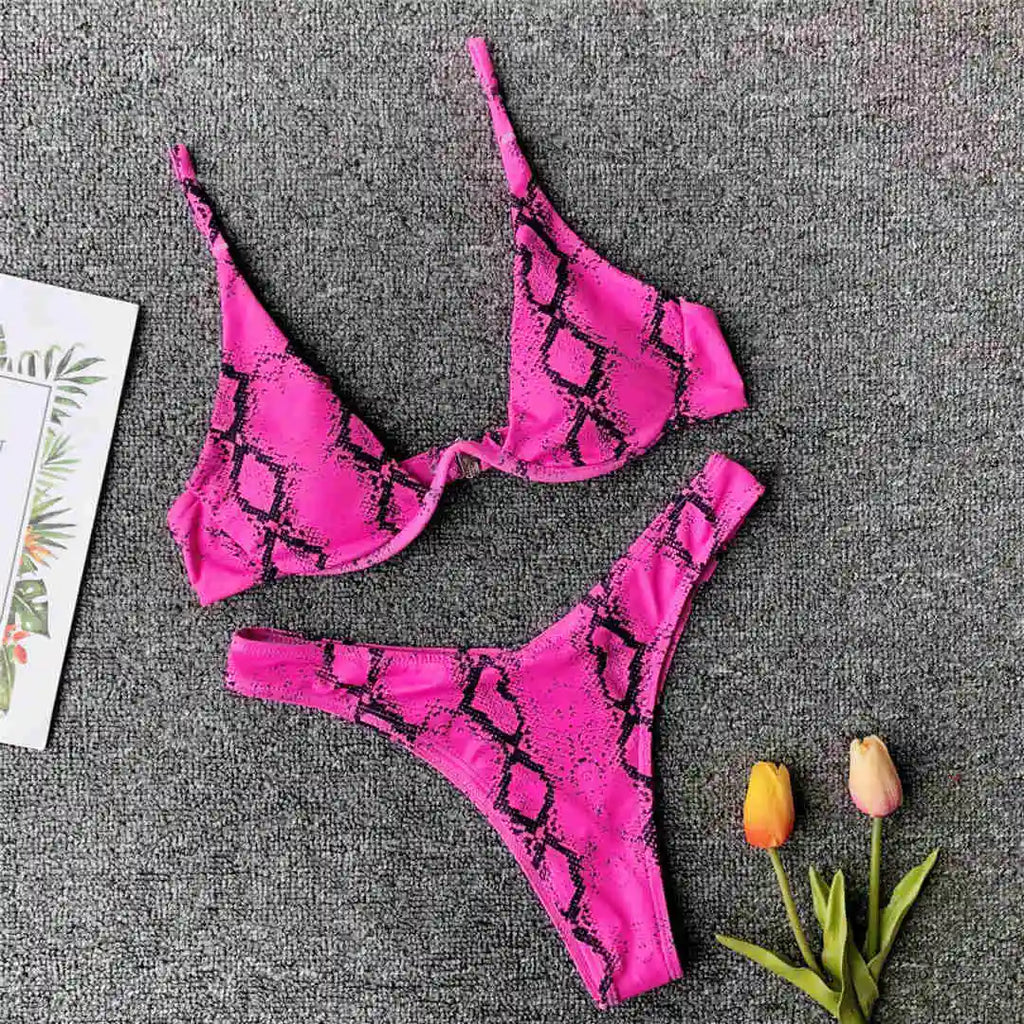 Women’s V‑Bar Underwire Bikini – V‑Shape Wire Two‑Piece Swimsuit S–XL (V439)