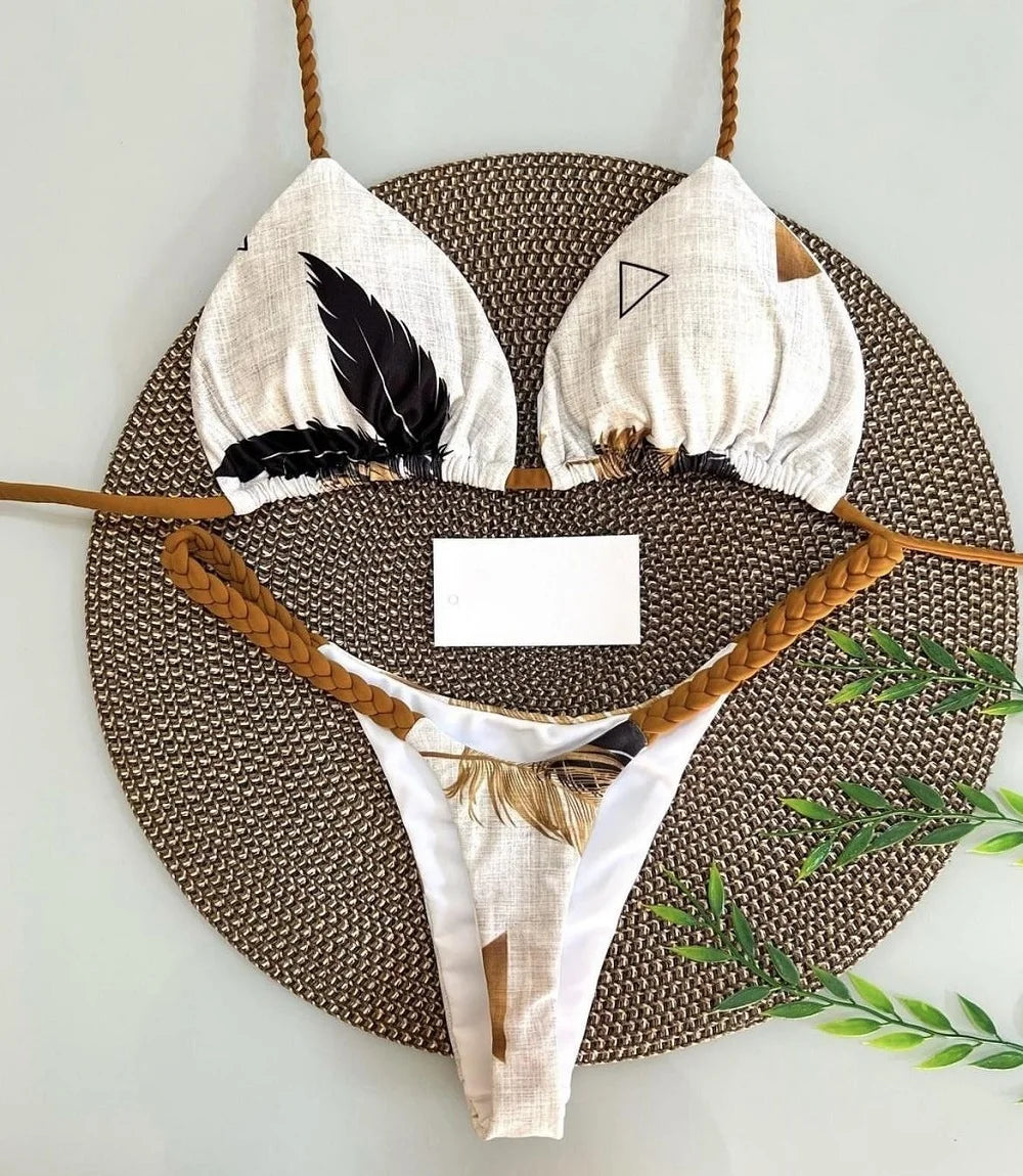 Zebra Print High‑Waist Brazilian Bikini