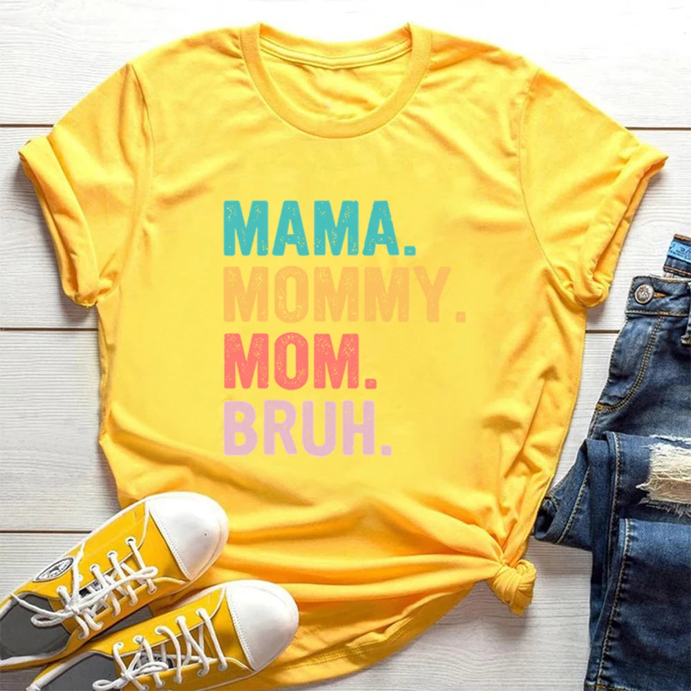 Mama Mommy Mom Bruh T Shirt Mom Shirt Mama Life Shirts Mother's Day T-shirt Women Summer Trendy Short Sleeve Casual Tops