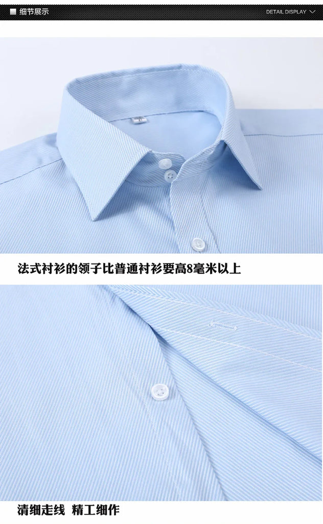 Men’s French Cufflink Slim‑Fit Business Shirt