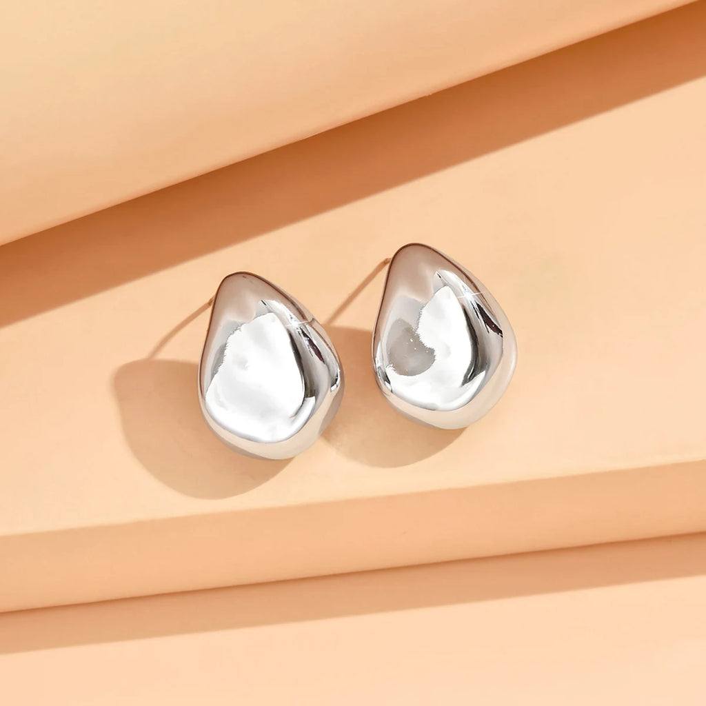 серьги Geometric Irregular Metallic Color Earrings for Women 2024 Minimalist Style Personality Earrings Trendy Jewelry Gift