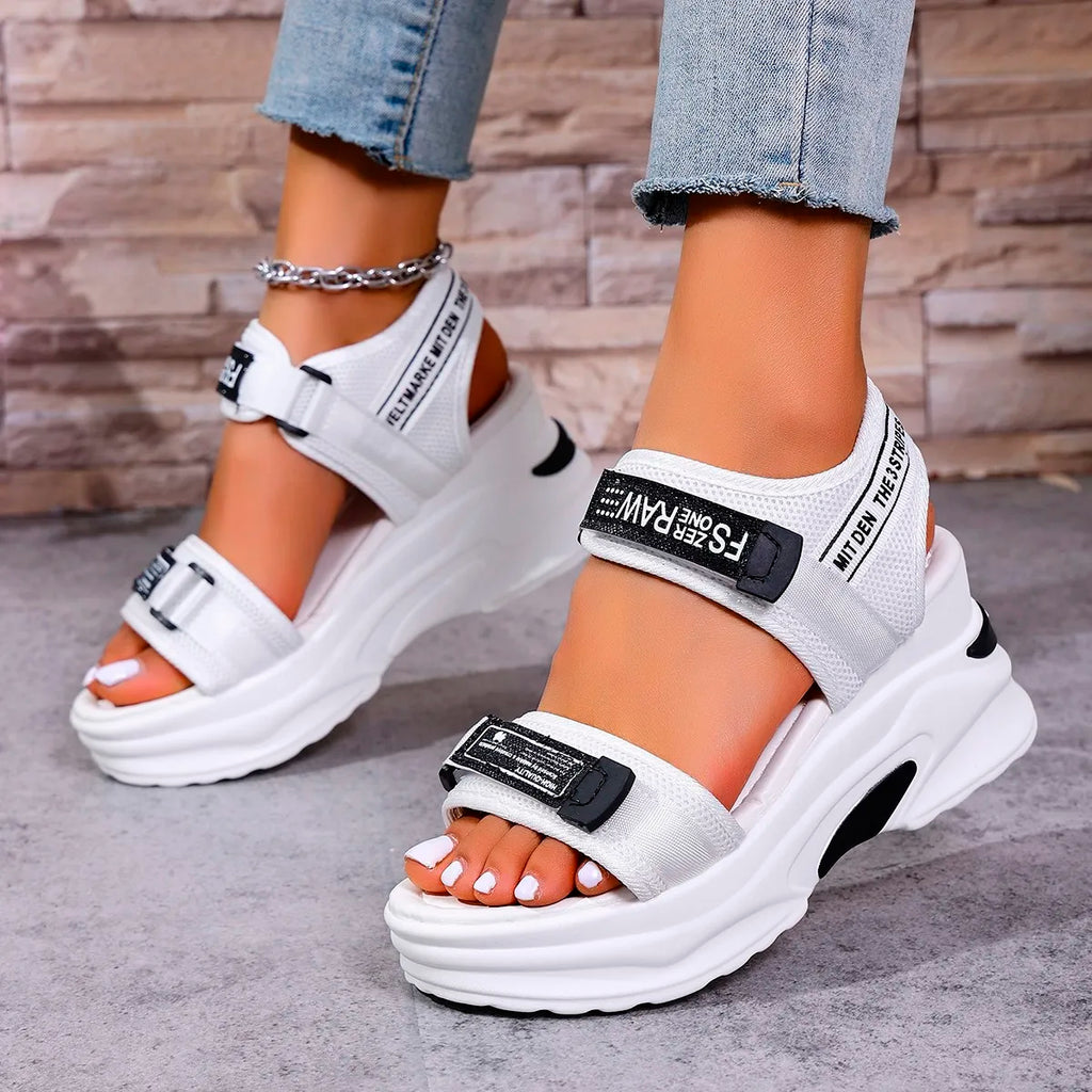 Women’s Platform Wedge Sandals — Lightweight Velcro Beach Sandals Zapatos De Mujer