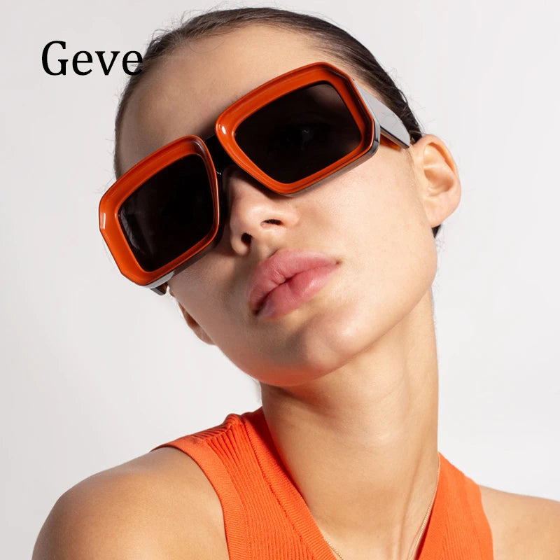 Fashion Square Sunglasses Women Luxury Vintage Big Frame Gradient Lenses Sun Glasses Female Popular Trends Shades UV400