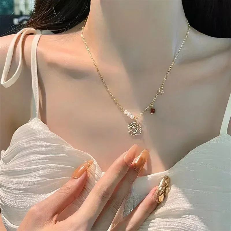 Gold Stainless Steel Water Drop Tassel Necklace – Women’s Fashion Chain
