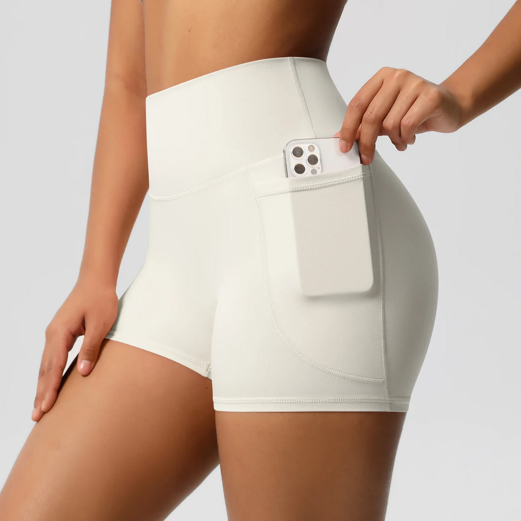 Women’s Seamless High Waist Sports Shorts with Pockets