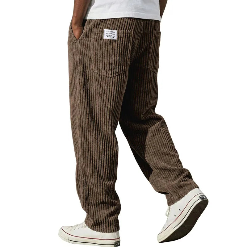 Retro Striped Corduroy Pants