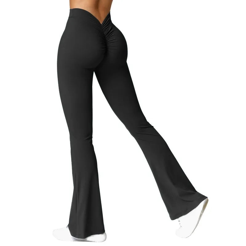 Women’s High‑Waist V‑Back Push‑Up Leggings – Micro Horn Slim Fit Gym Pants, Fashion Sports & Casual Leggings