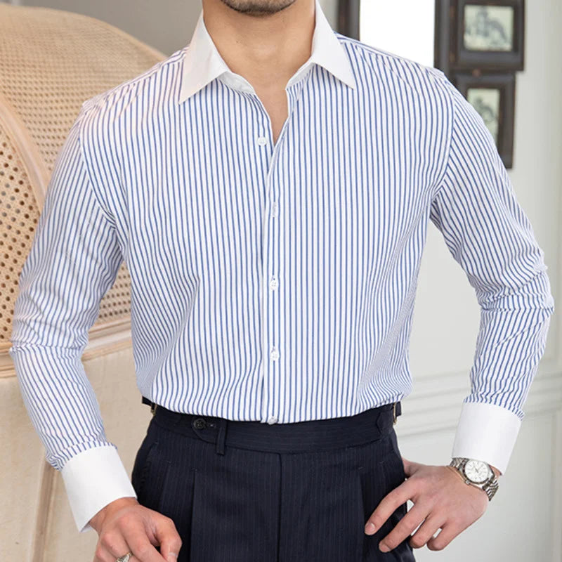 British Stripe Long‑Sleeve Shirt