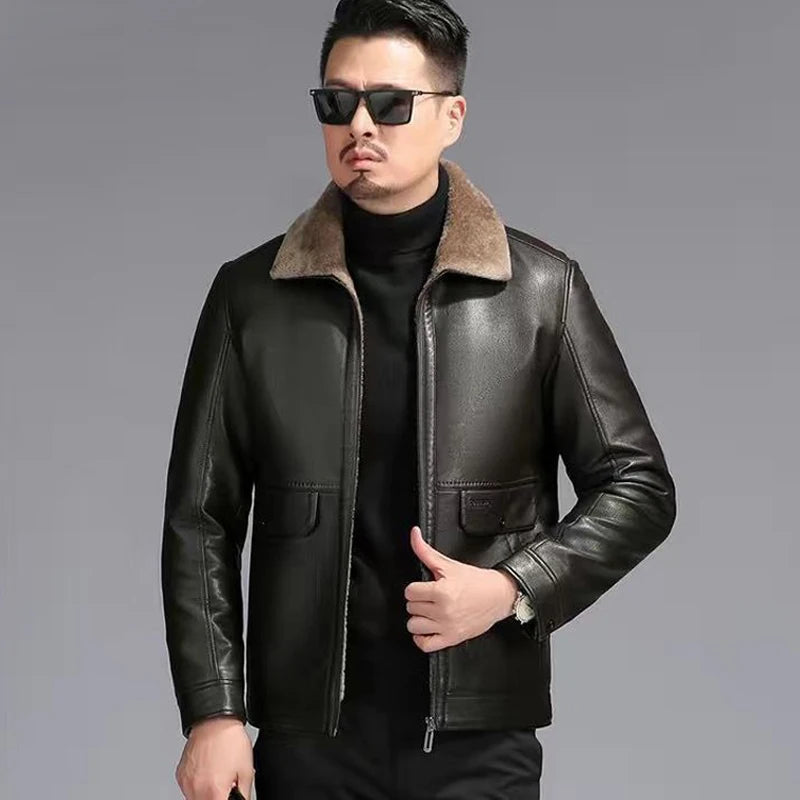 Genuine Sheepskin Leather Fur Jacket